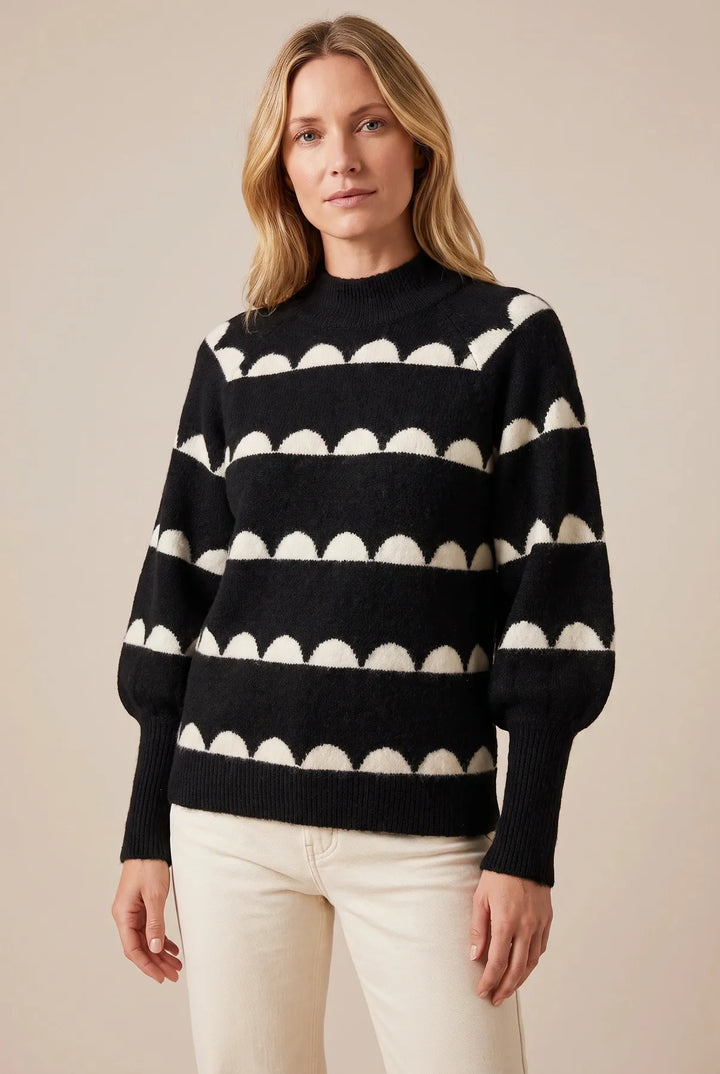 Black White Scallop Jumper