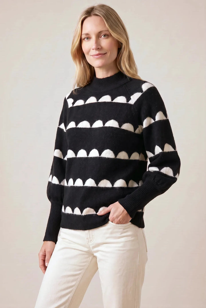 Black White Scallop Jumper