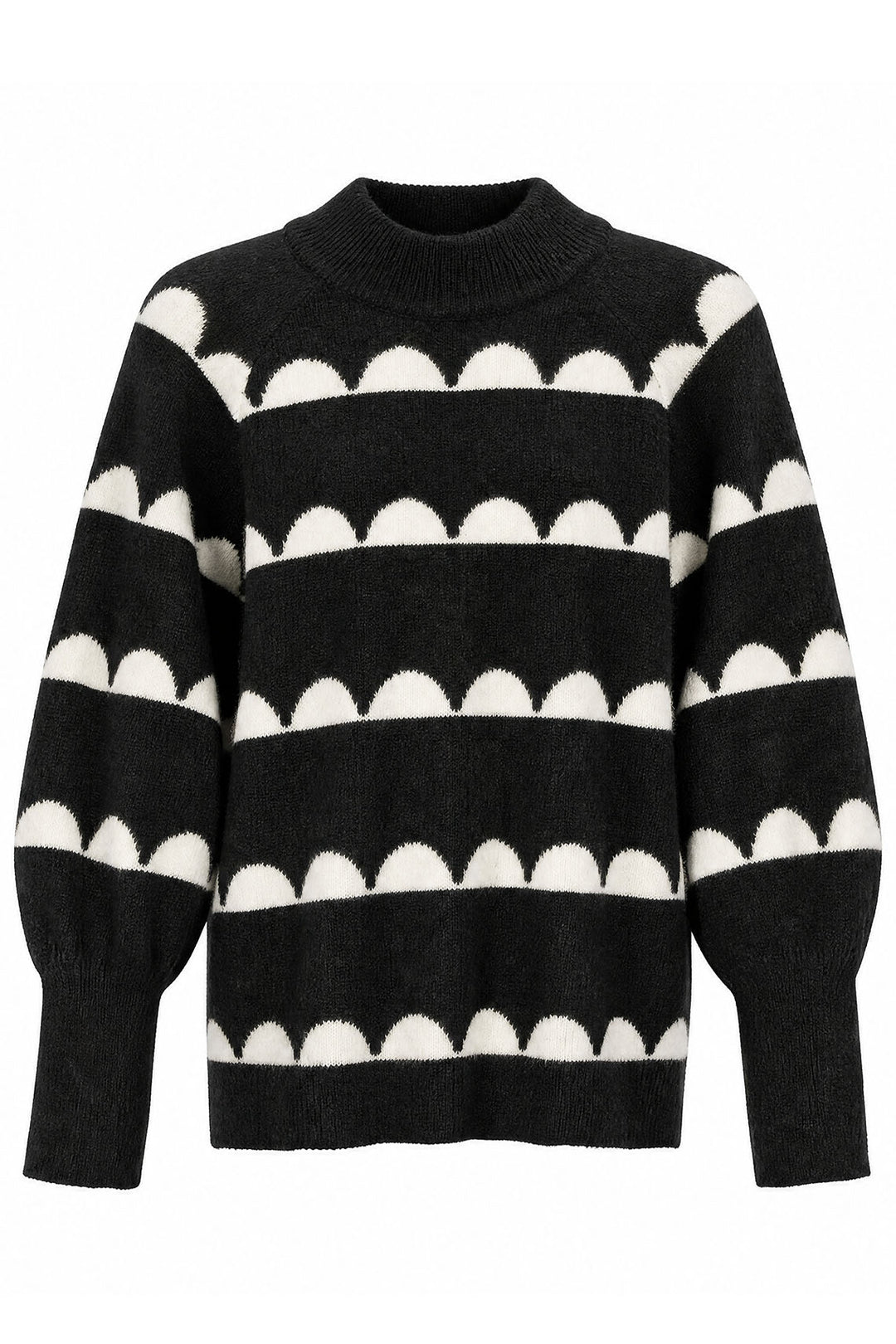 Black White Scallop Jumper