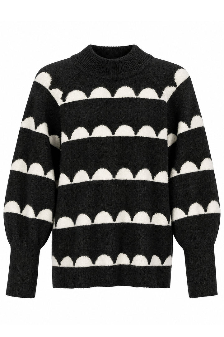 Black White Scallop Jumper