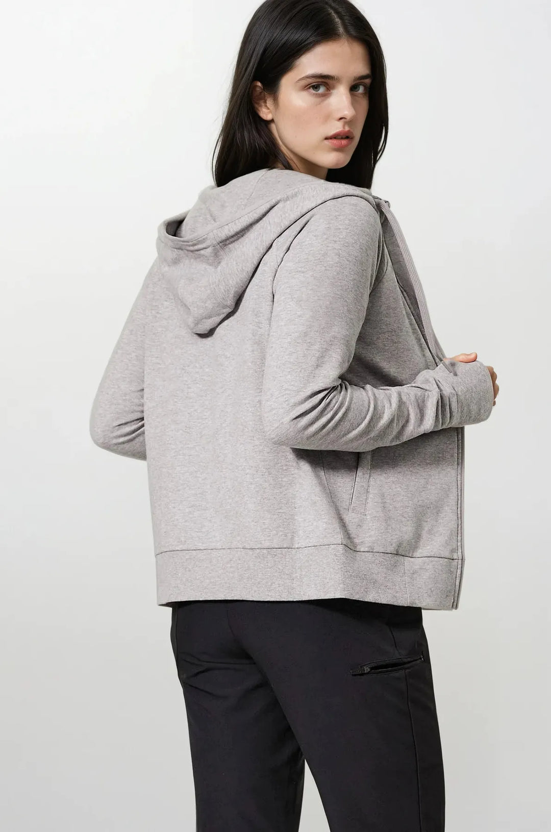 Goodmove Grey Cotton Rich Zip Up Hoodie