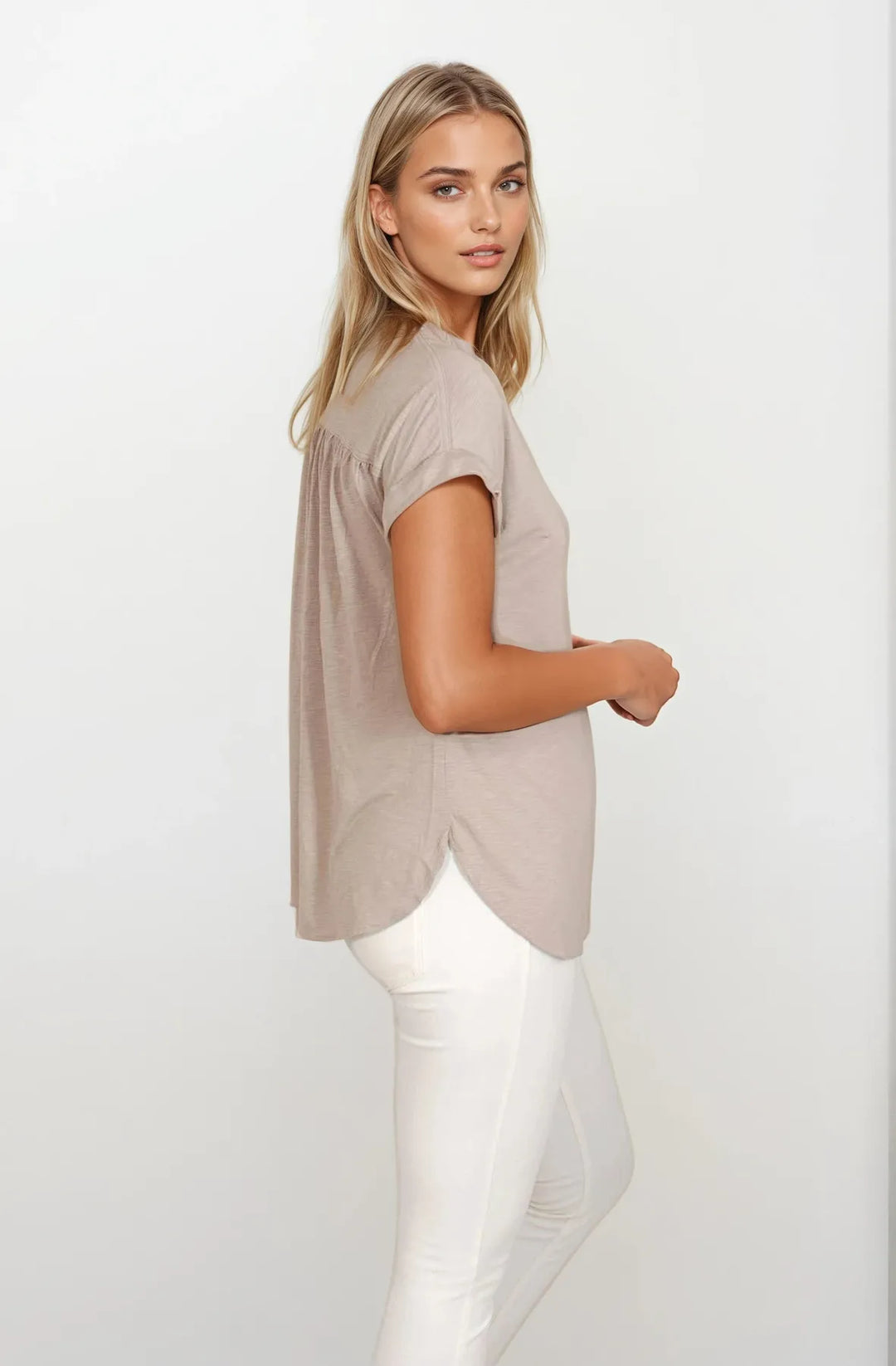 Pleat Front Jersey Top