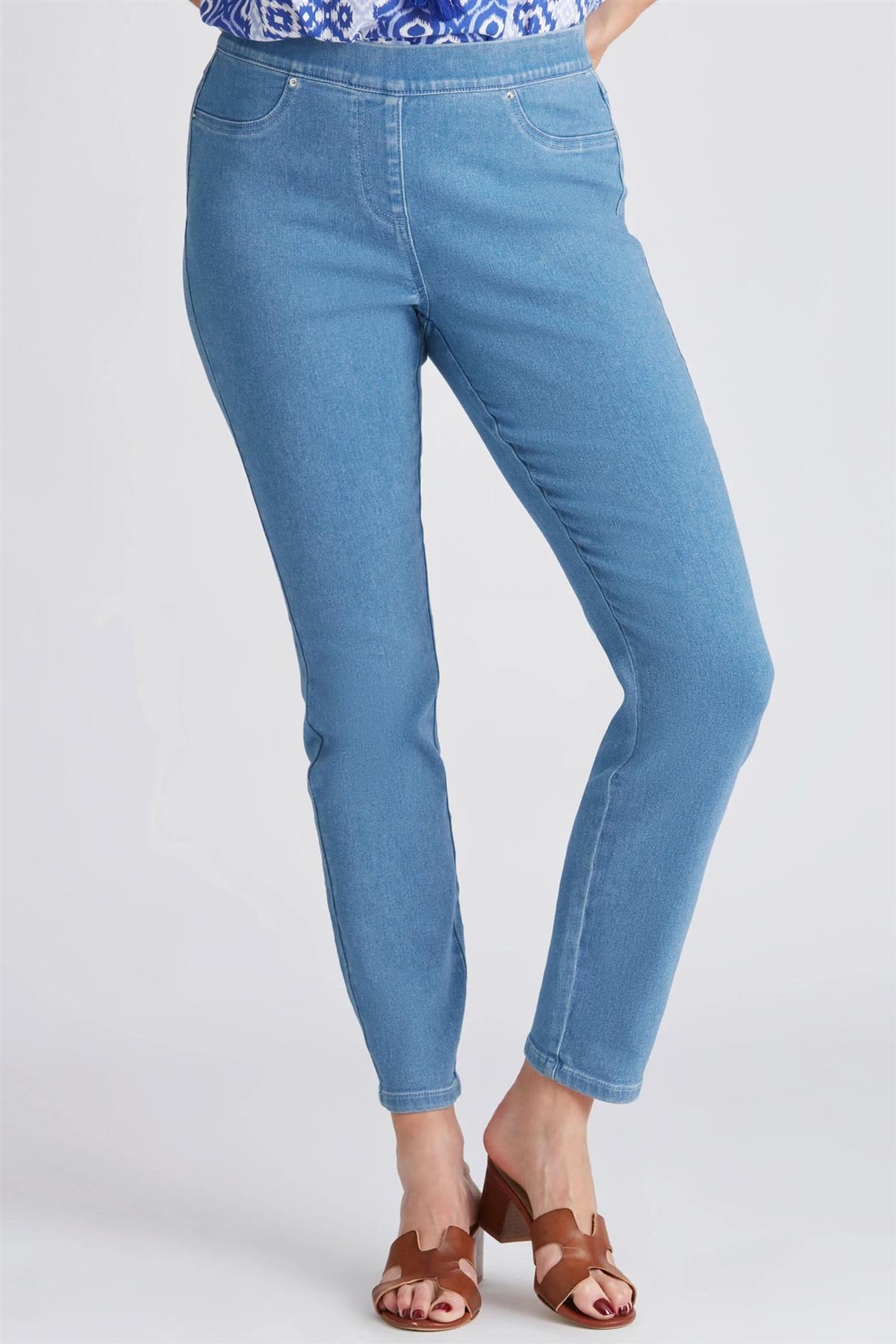 Ribbed Waist Pull On Jeans