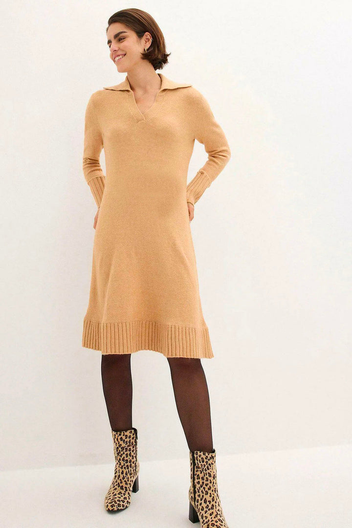 Collared V-Neck Jumper Dress