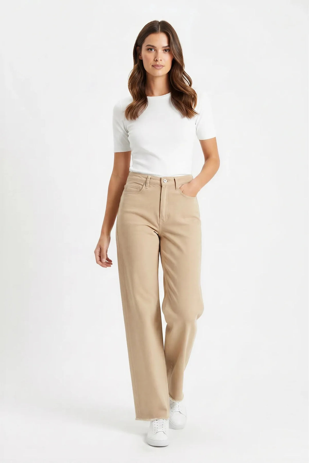 Raw Hem Straight Leg Jeans