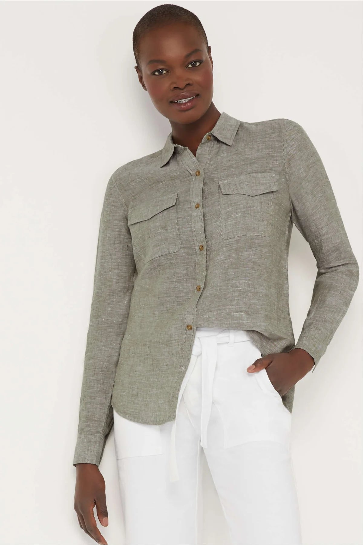 Joe Fresh Lightweight Linen Shirt Grey / XS