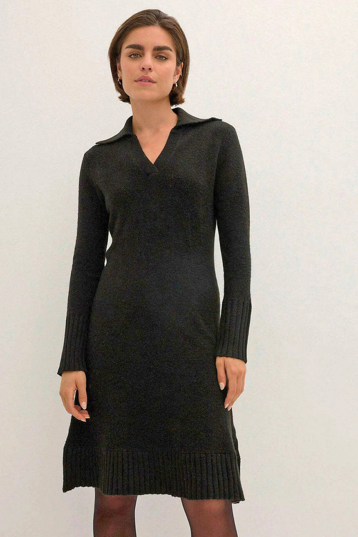 Collared V-Neck Jumper Dress