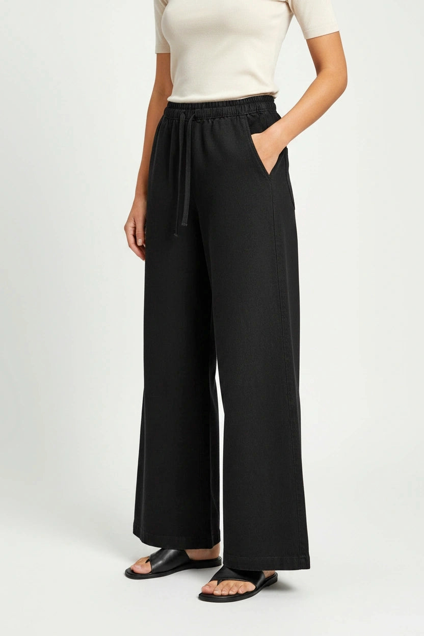 Elasticated Pull On Wide Leg Jeans