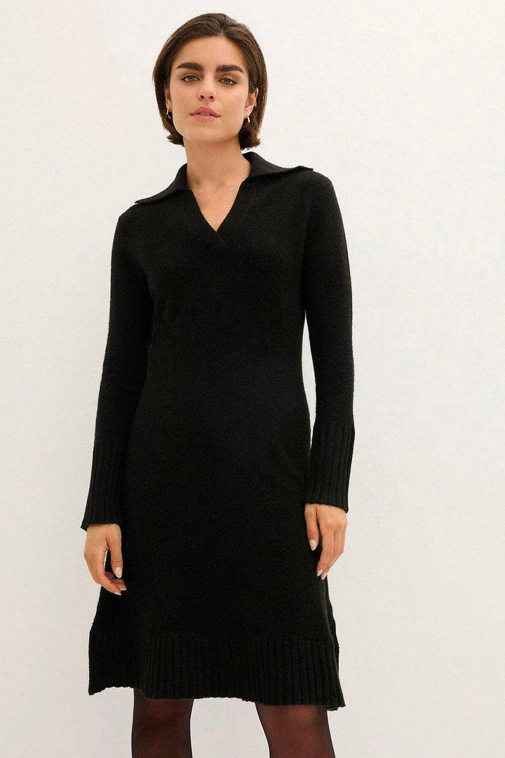 Collared V-Neck Jumper Dress