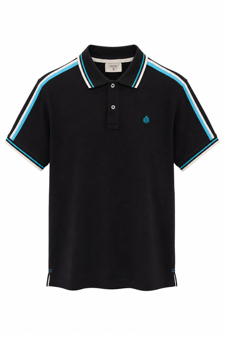 Stripe Detail Cotton Polo Shirt
