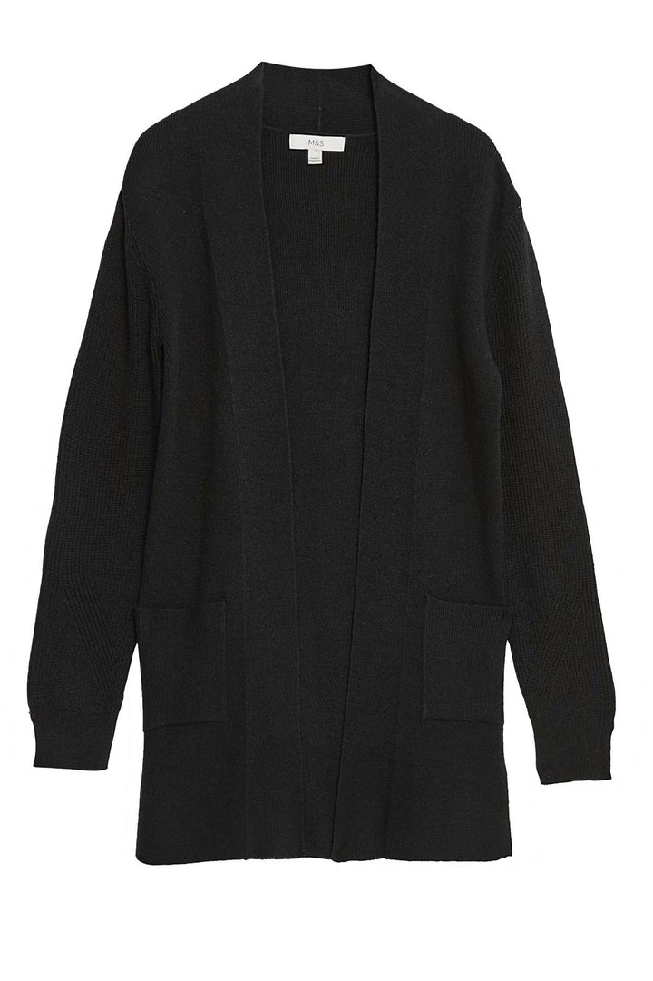 Open Front Ribbed Longline Cardigan