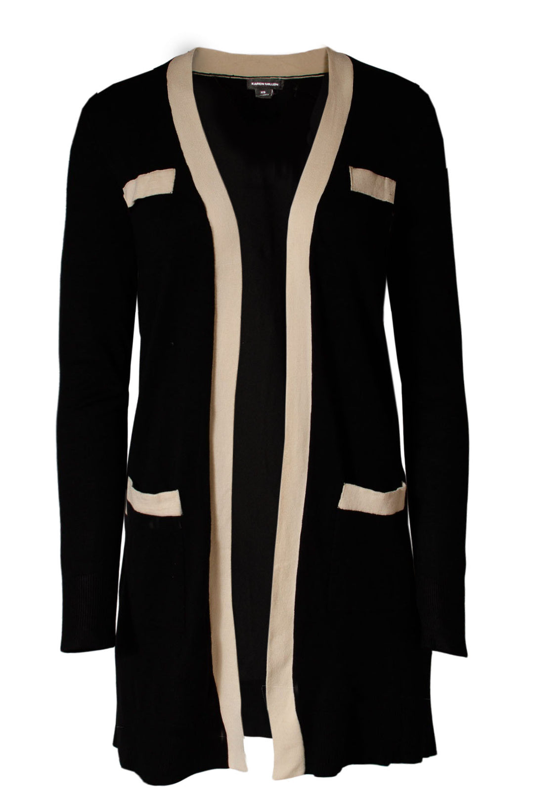 Contrast Trim Open Front Cardigan