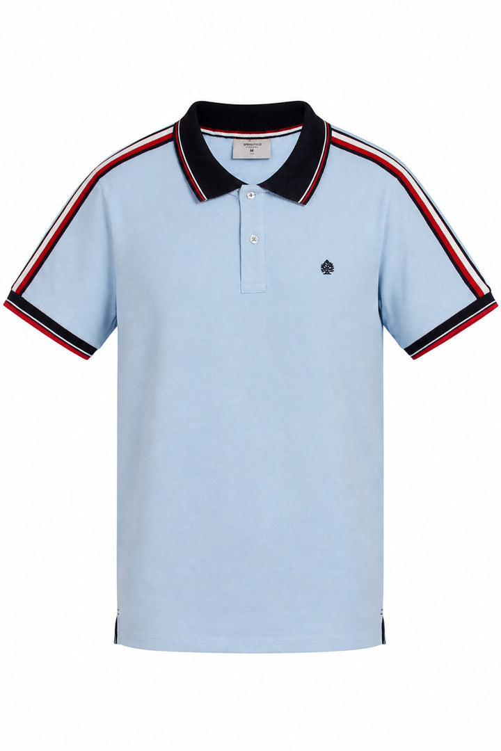 Stripe Detail Cotton Polo Shirt
