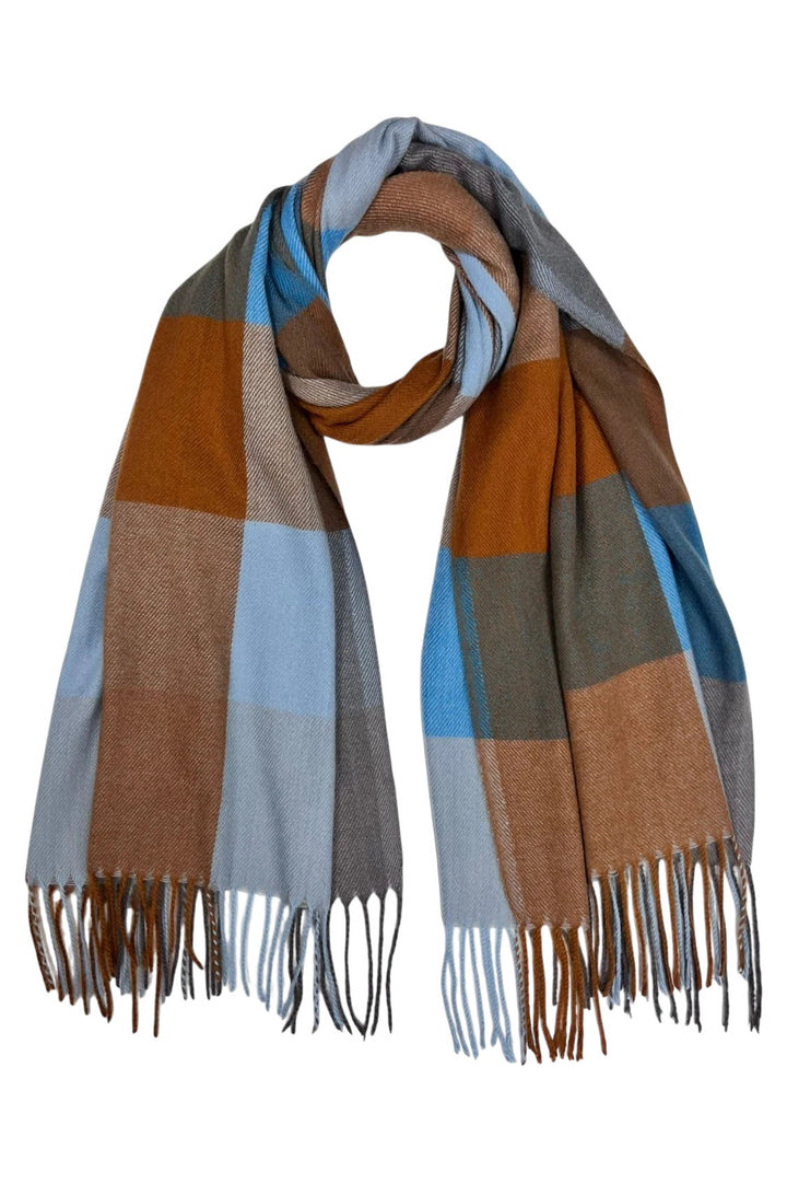 Super Soft Festive Multi Check Scarf With Tassels
