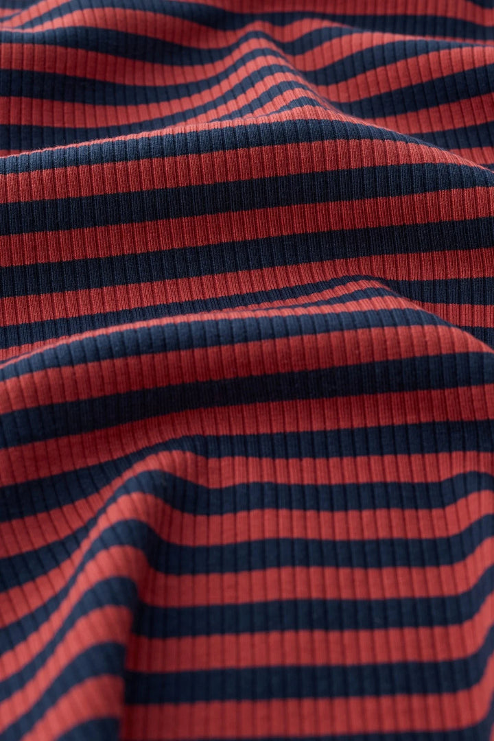 Striped Ribbed Roll Neck Top