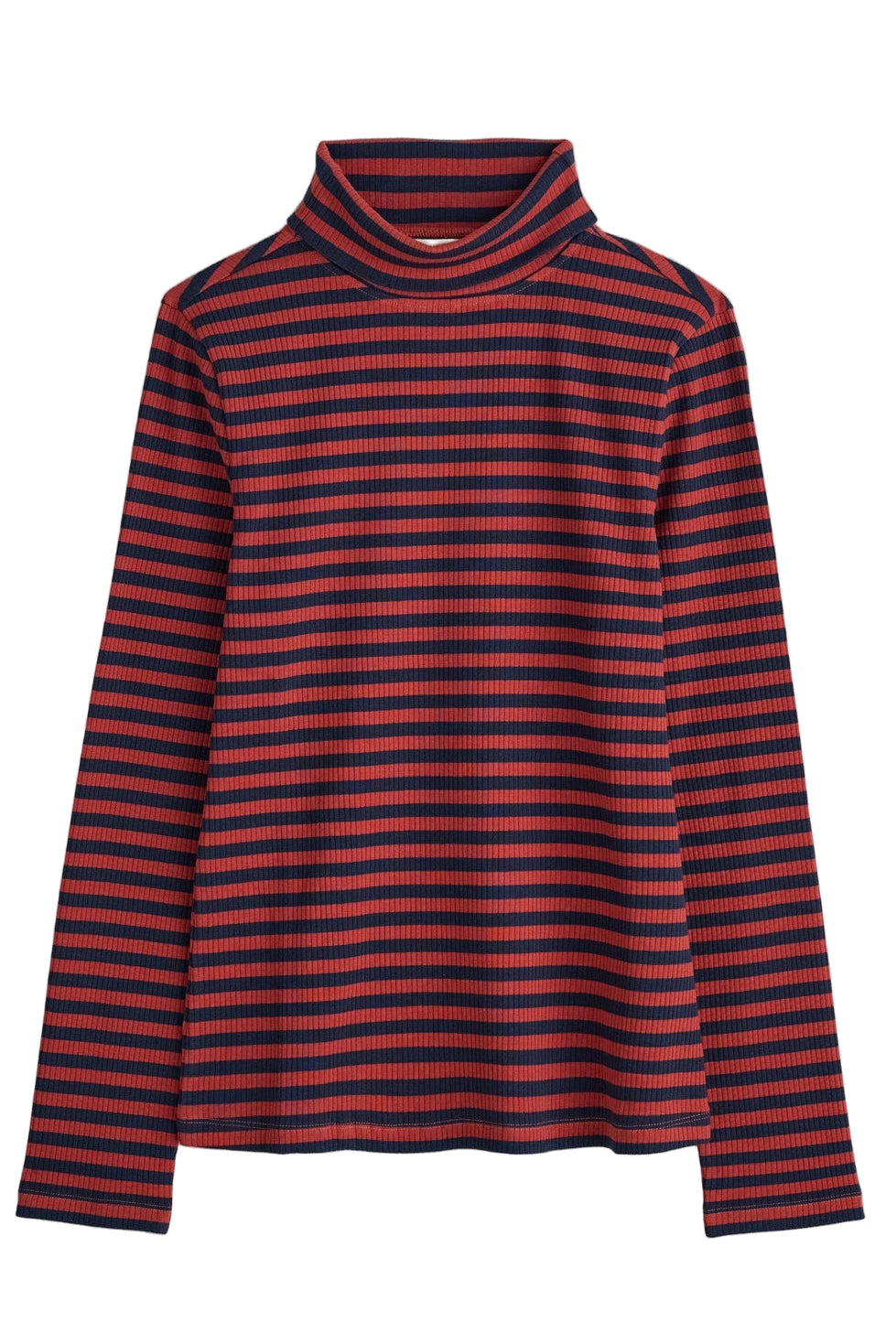 Striped Ribbed Roll Neck Top