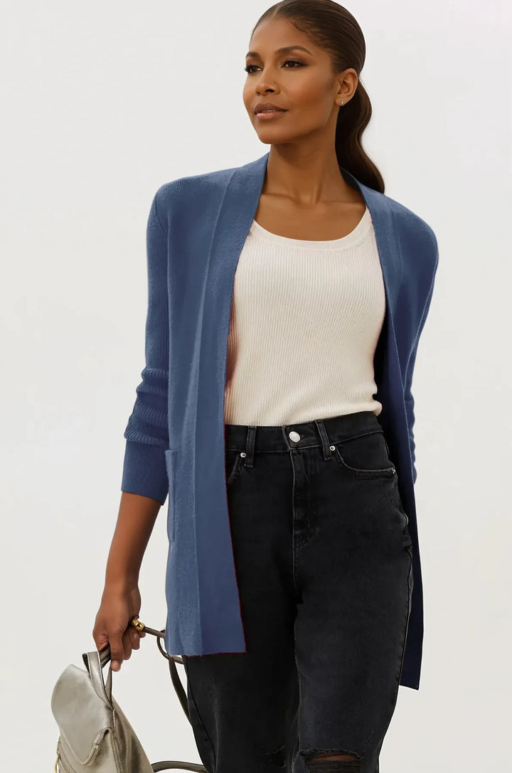 Open Front Ribbed Longline Cardigan