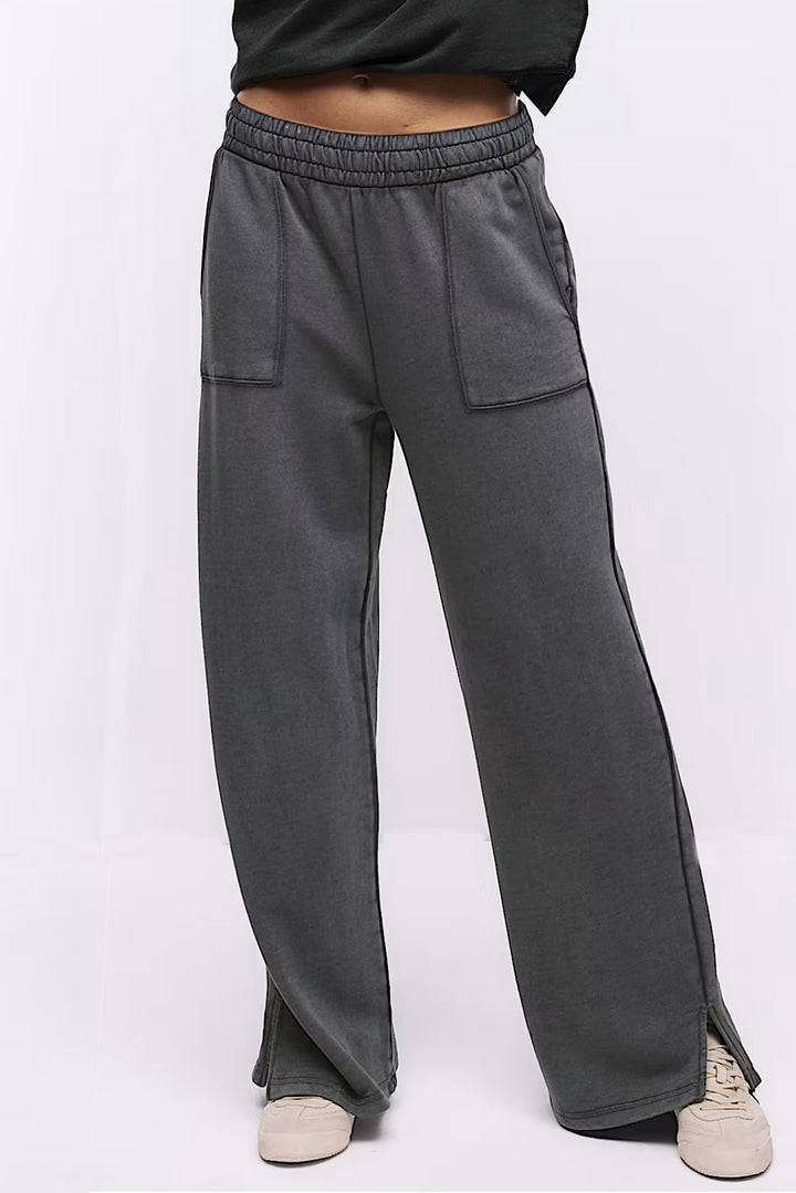 Relaxed Cotton Wide Leg Joggers