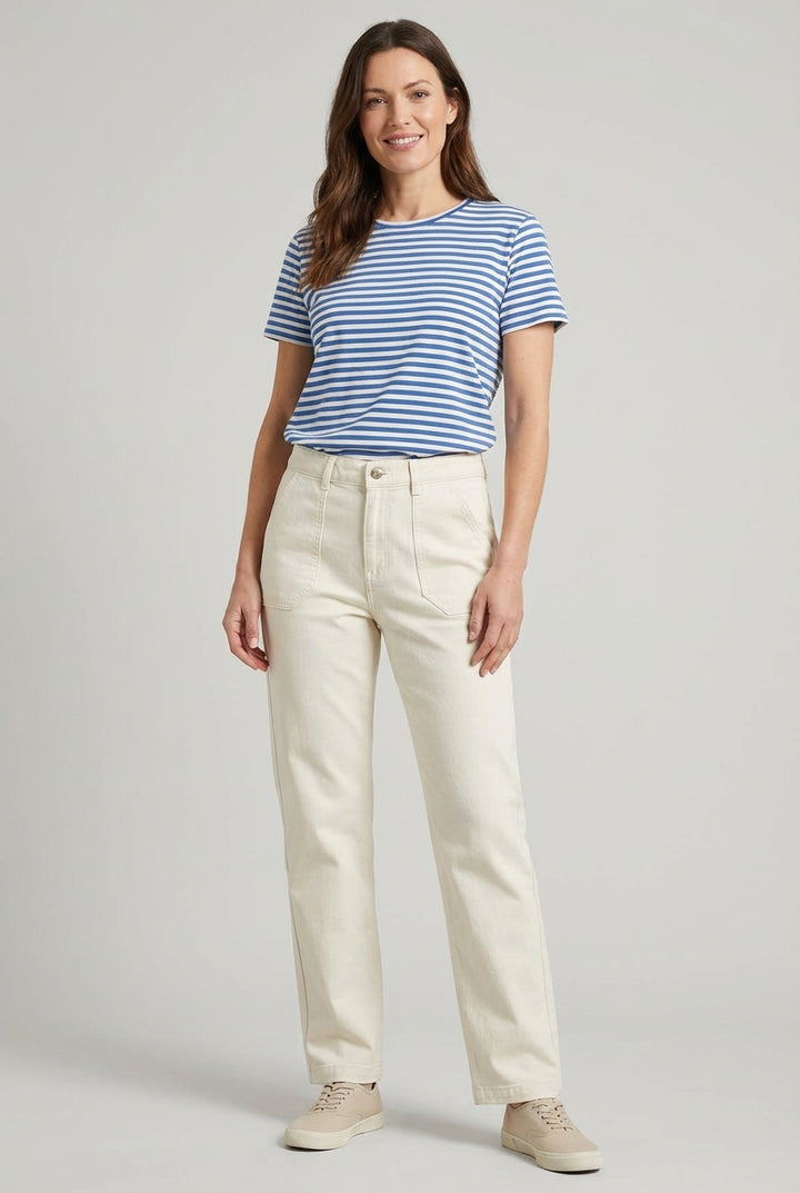 Patch Pocket Straight Leg Cotton Chinos