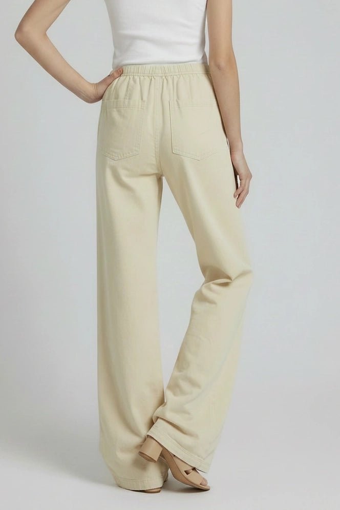 Elasticated Pull On Wide Leg Jeans
