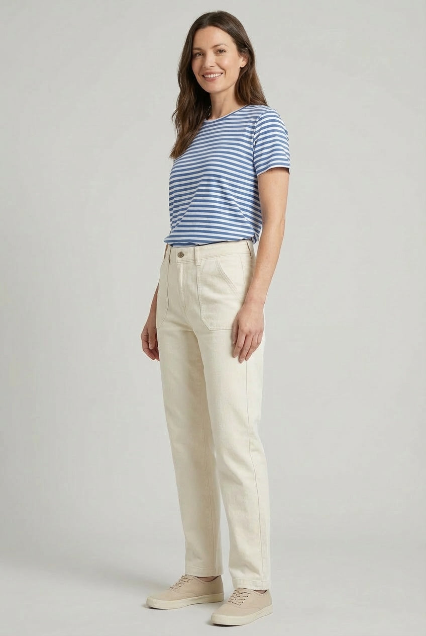Patch Pocket Straight Leg Cotton Chinos