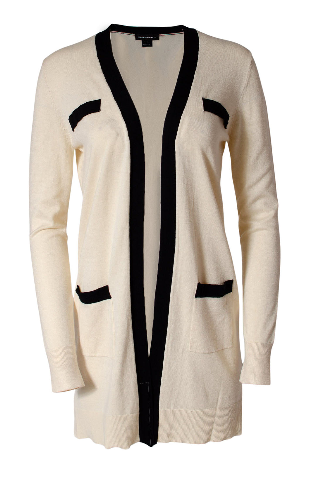 Contrast Trim Open Front Cardigan