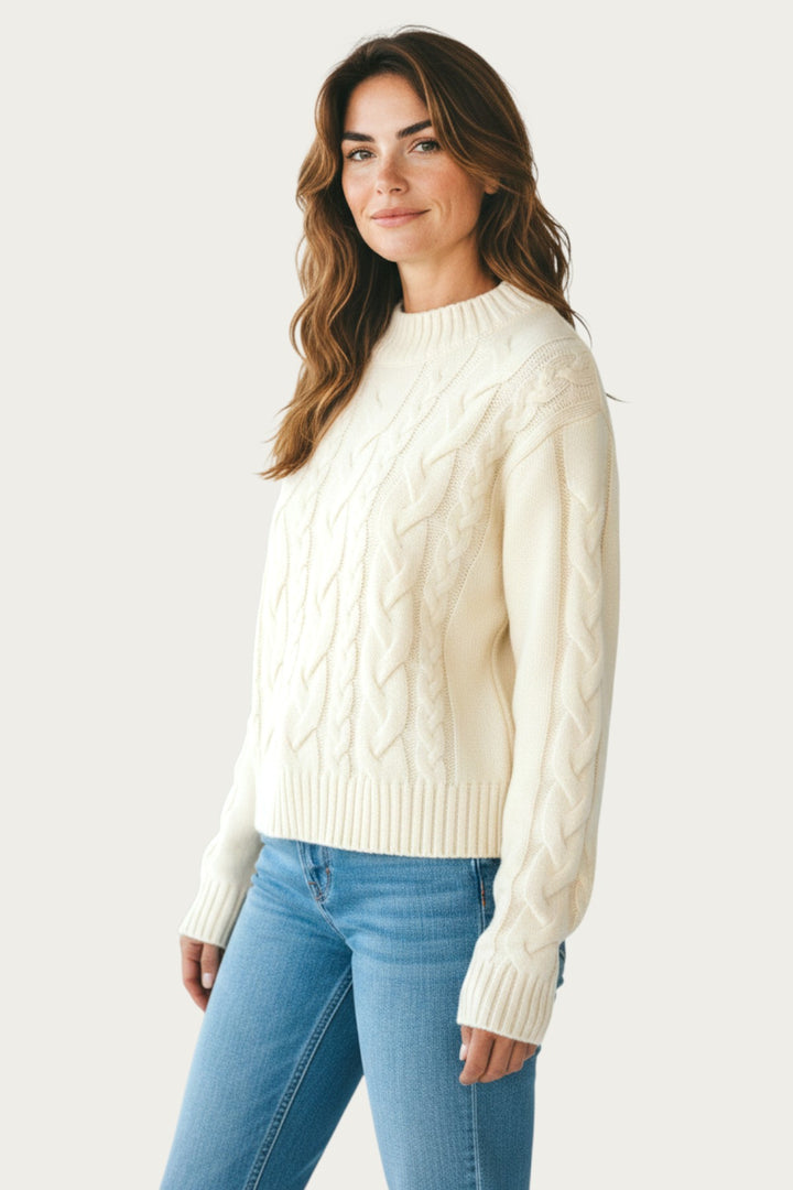 Crew neck chunky cable knit jumper