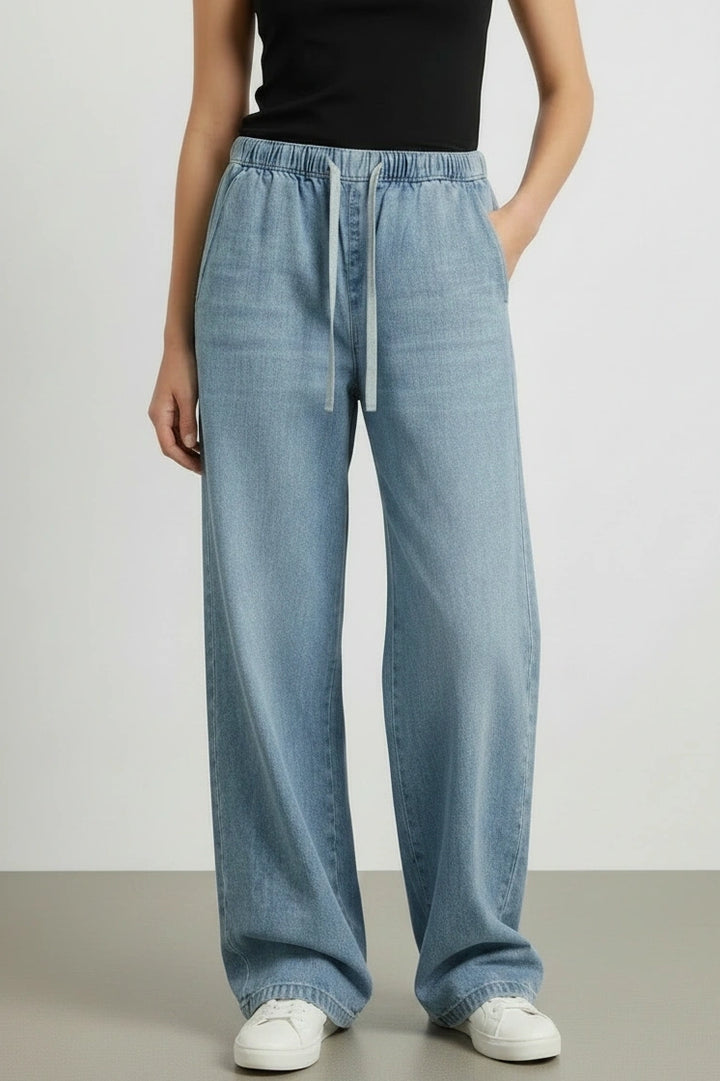 Elasticated Pull On Wide Leg Jeans