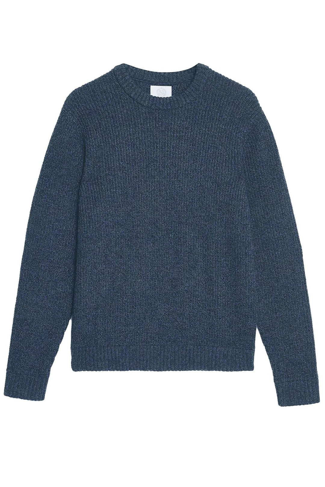 Lambswool chunky rib knit crew neck jumper