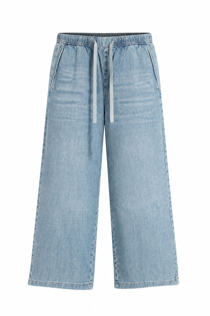 Elasticated Pull On Wide Leg Jeans