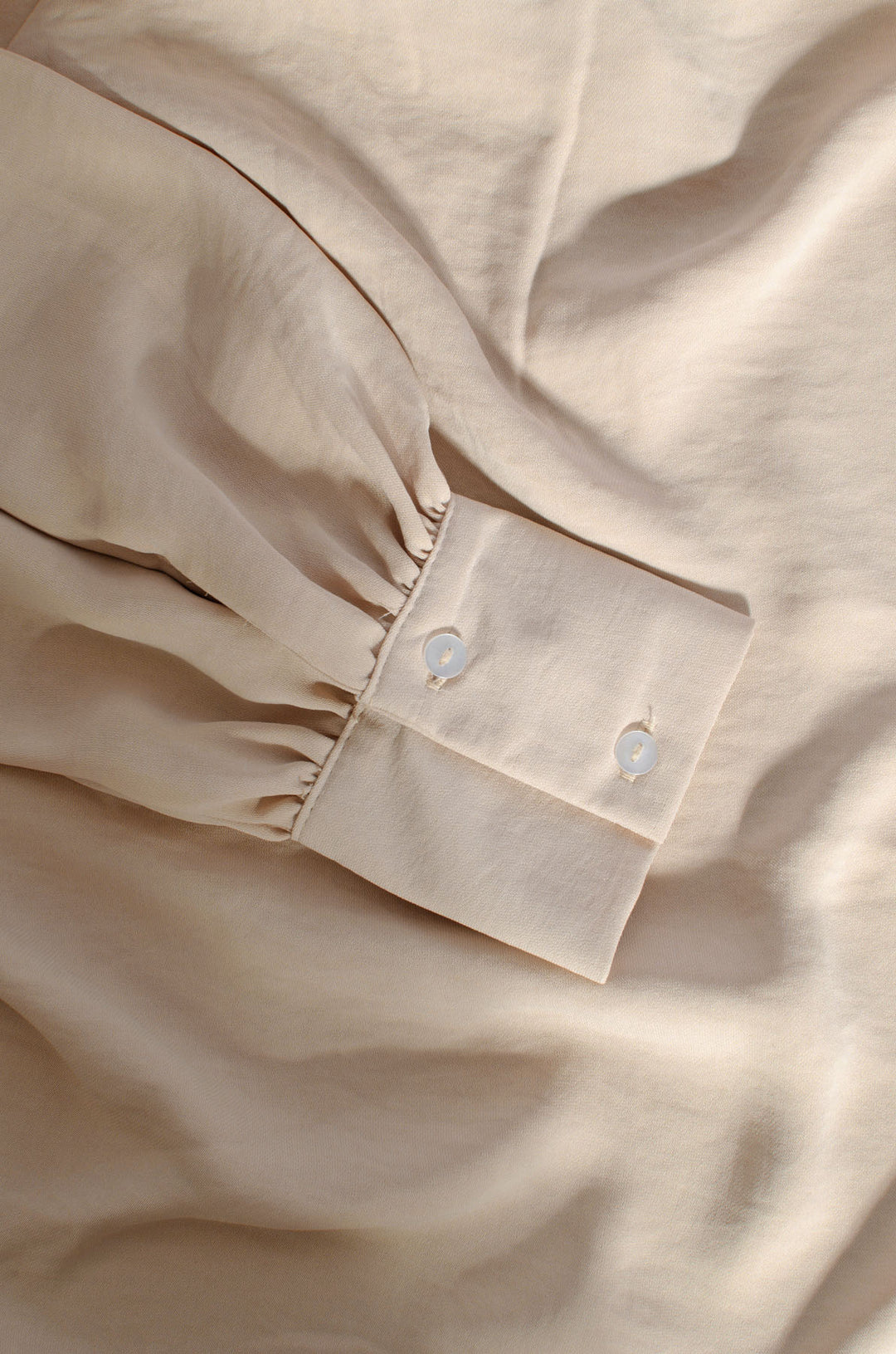 Beige silky high neck blouse