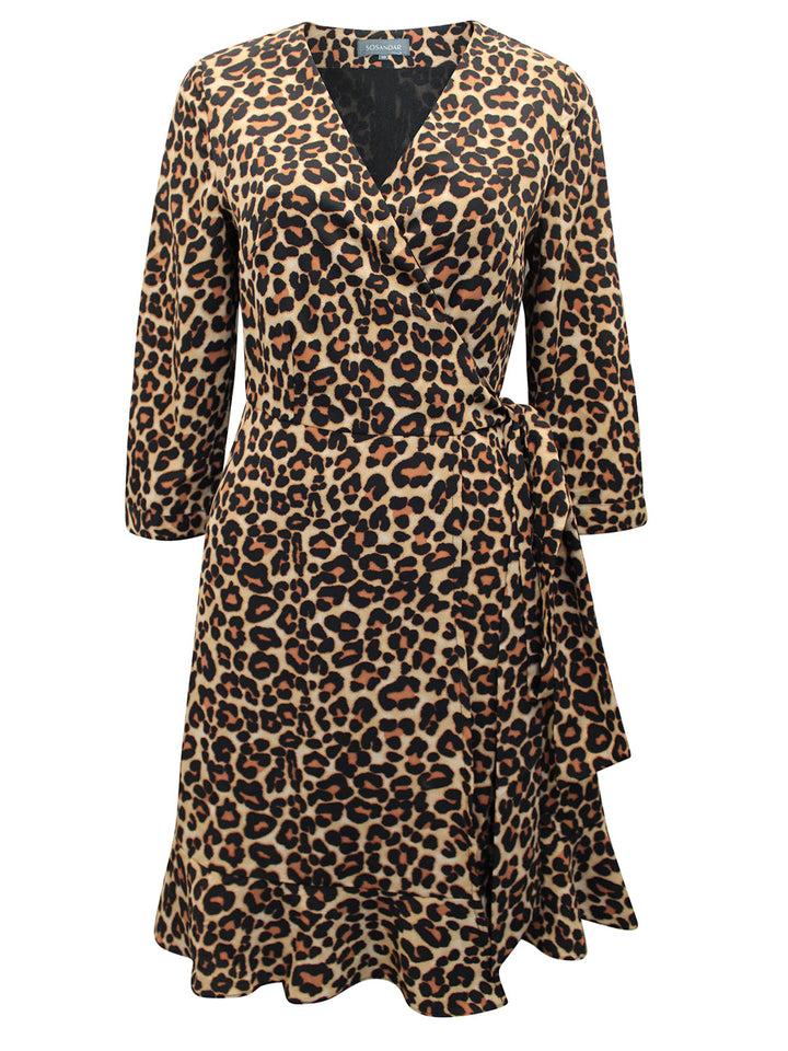 Brown Leopard Print Wrap Dress