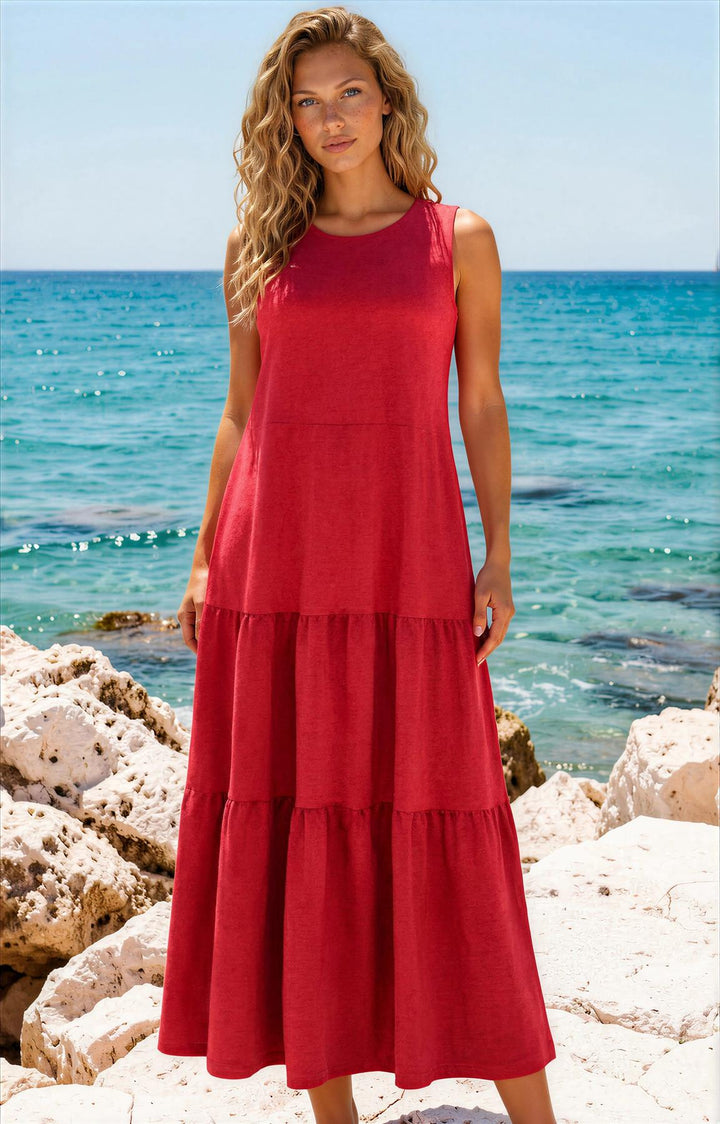 Cotton Jersey Tiered Maxi Dress