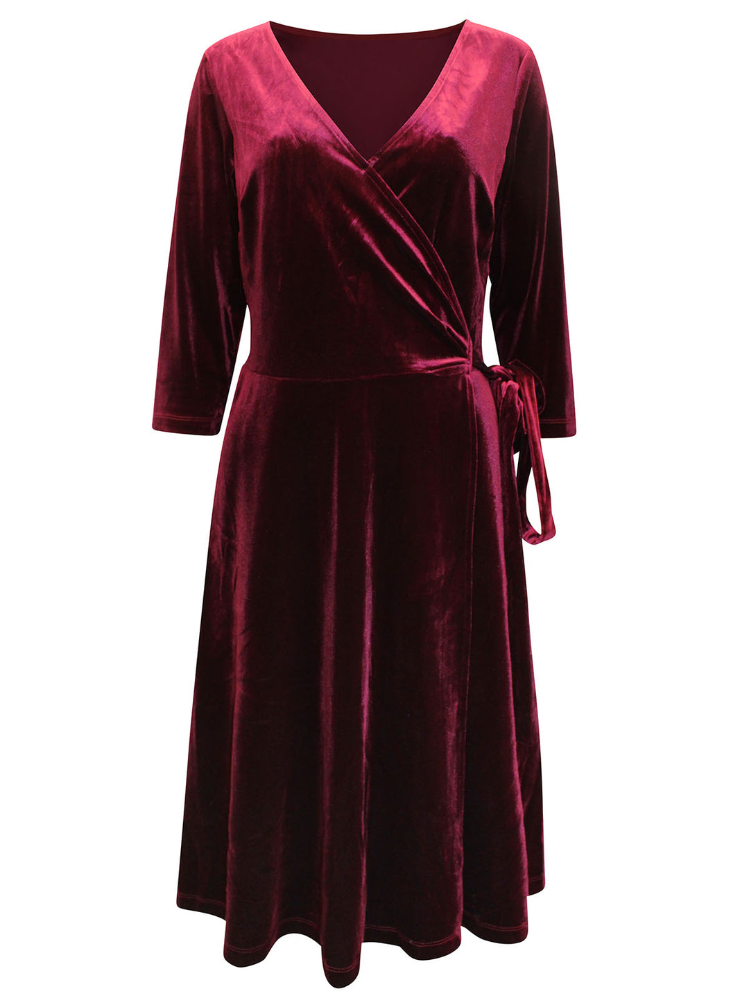 Velvet Wrap Midi Dress