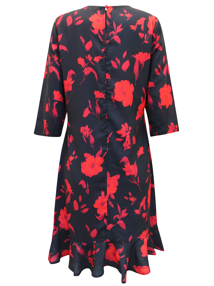 Floral Print Ruffle Hem Dress