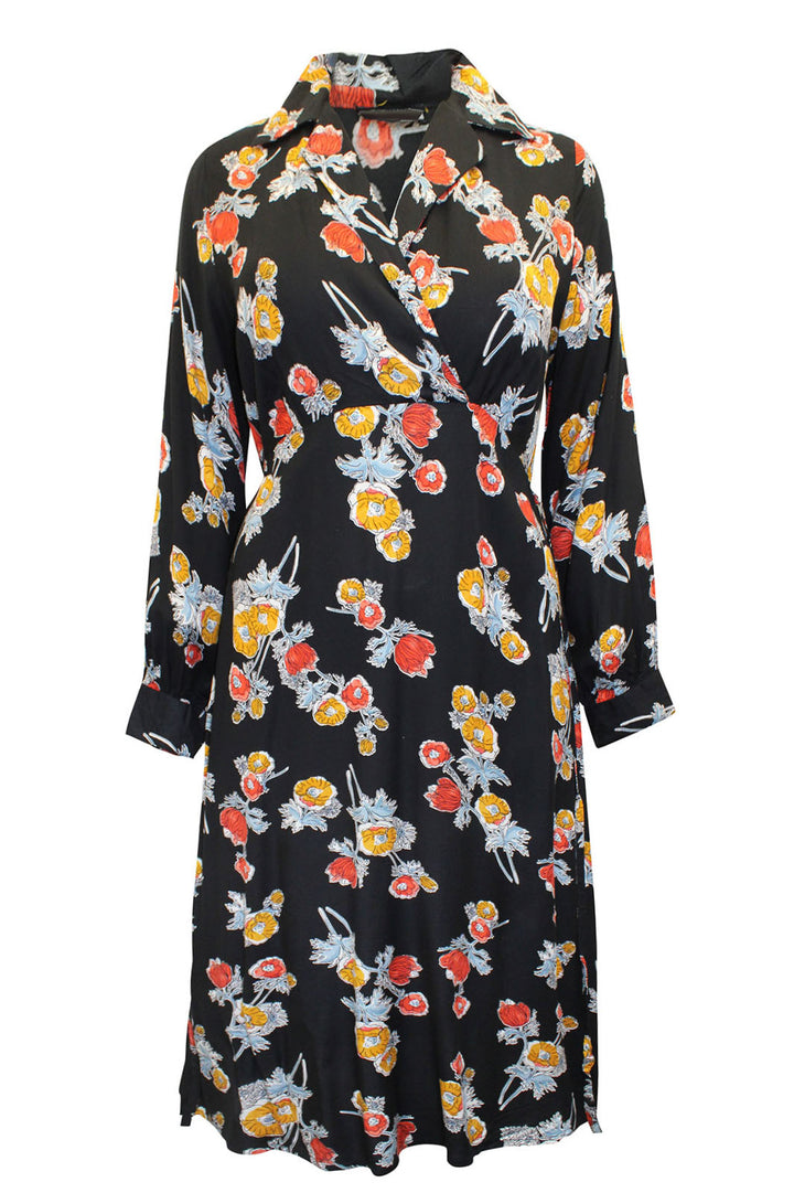 Floral Print Wrap Shirt Dress