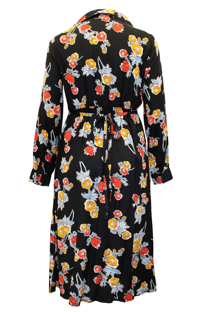 Floral Print Wrap Shirt Dress