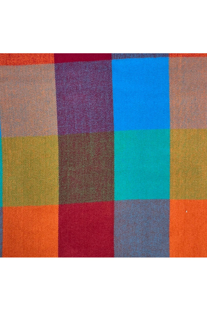 Super Soft Festive Multi Check Scarf With Tassels