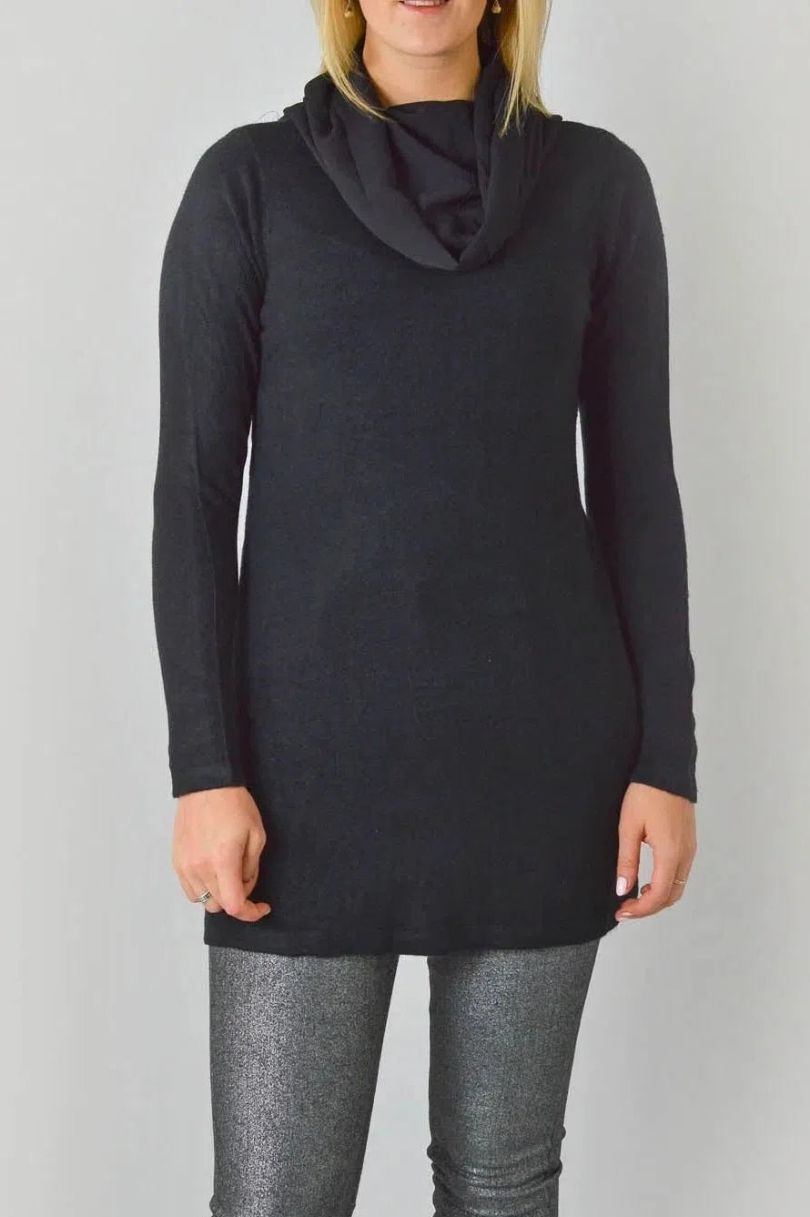Black cowl neck sweatshirt hot sale
