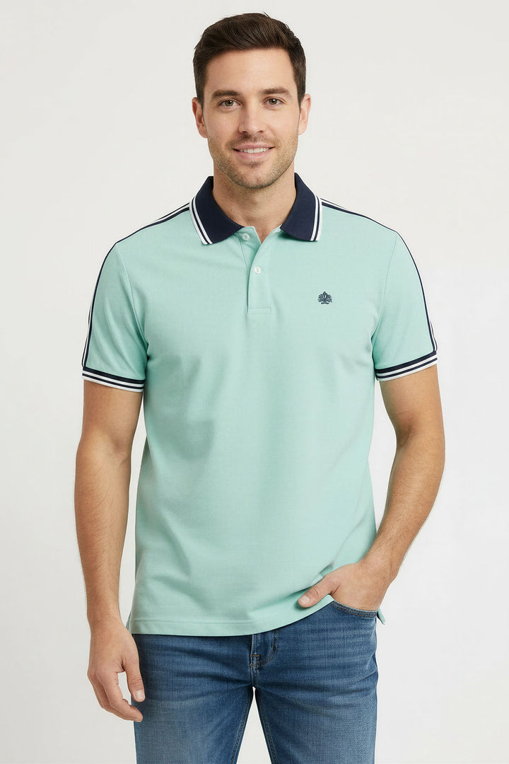 Stripe Detail Cotton Polo Shirt
