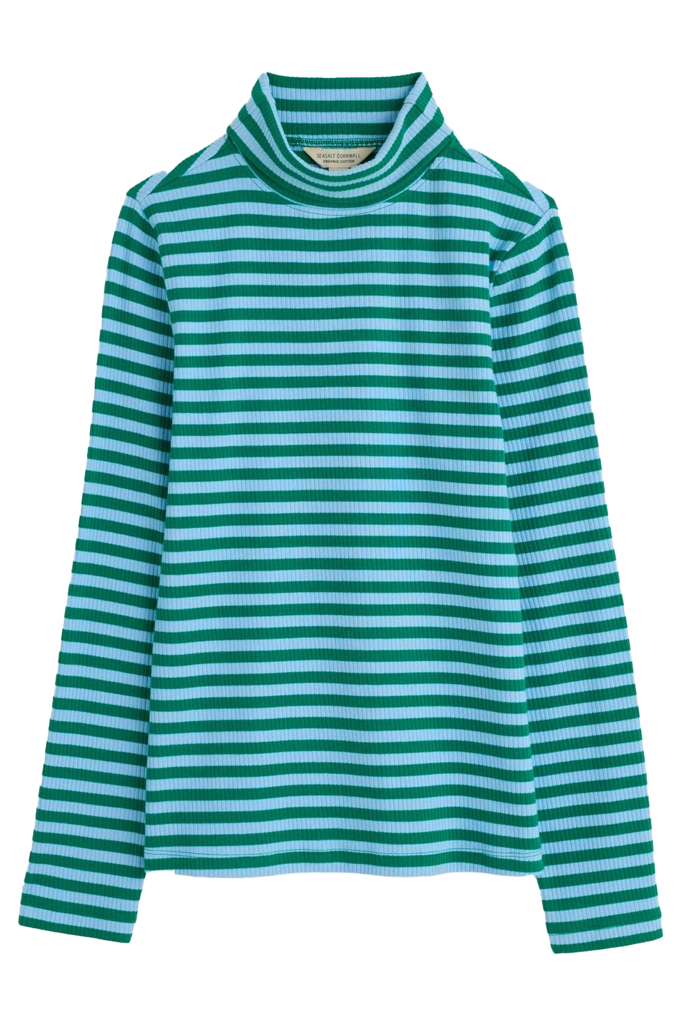 Striped Ribbed Roll Neck Top