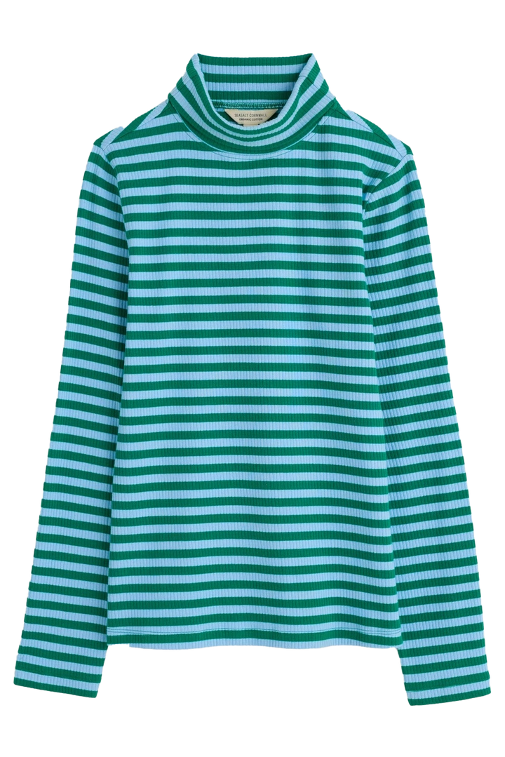Striped Ribbed Roll Neck Top