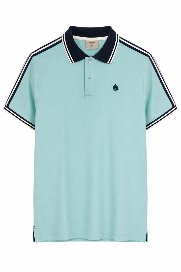 Stripe Detail Cotton Polo Shirt
