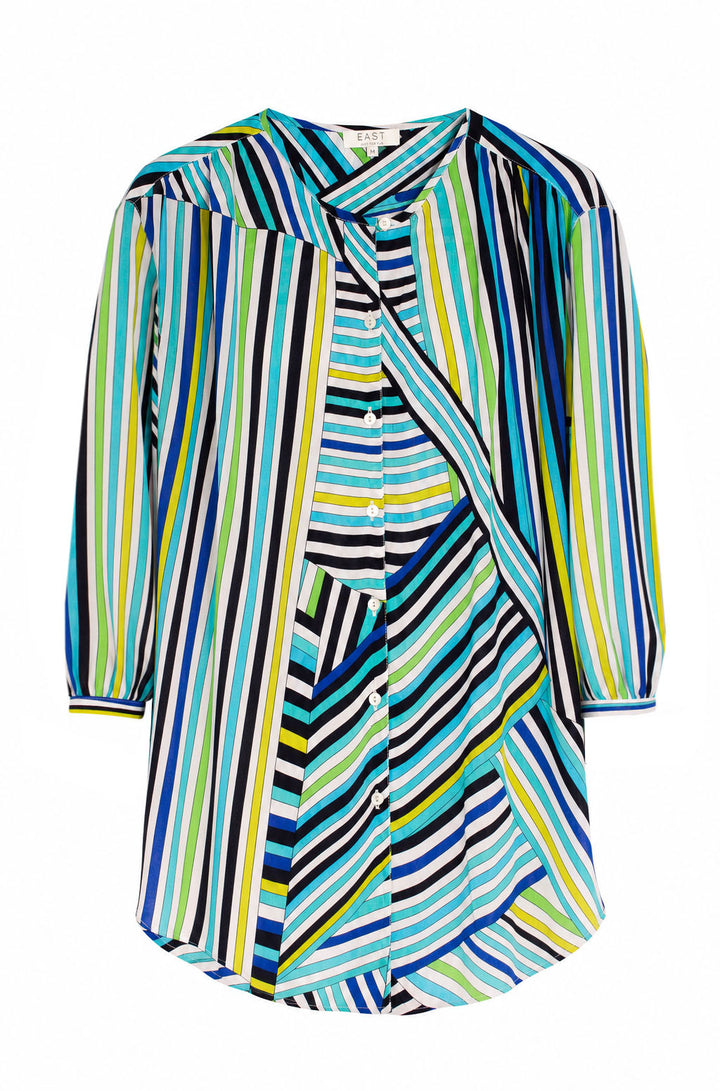 Multicolour Stripe Longline Blouse