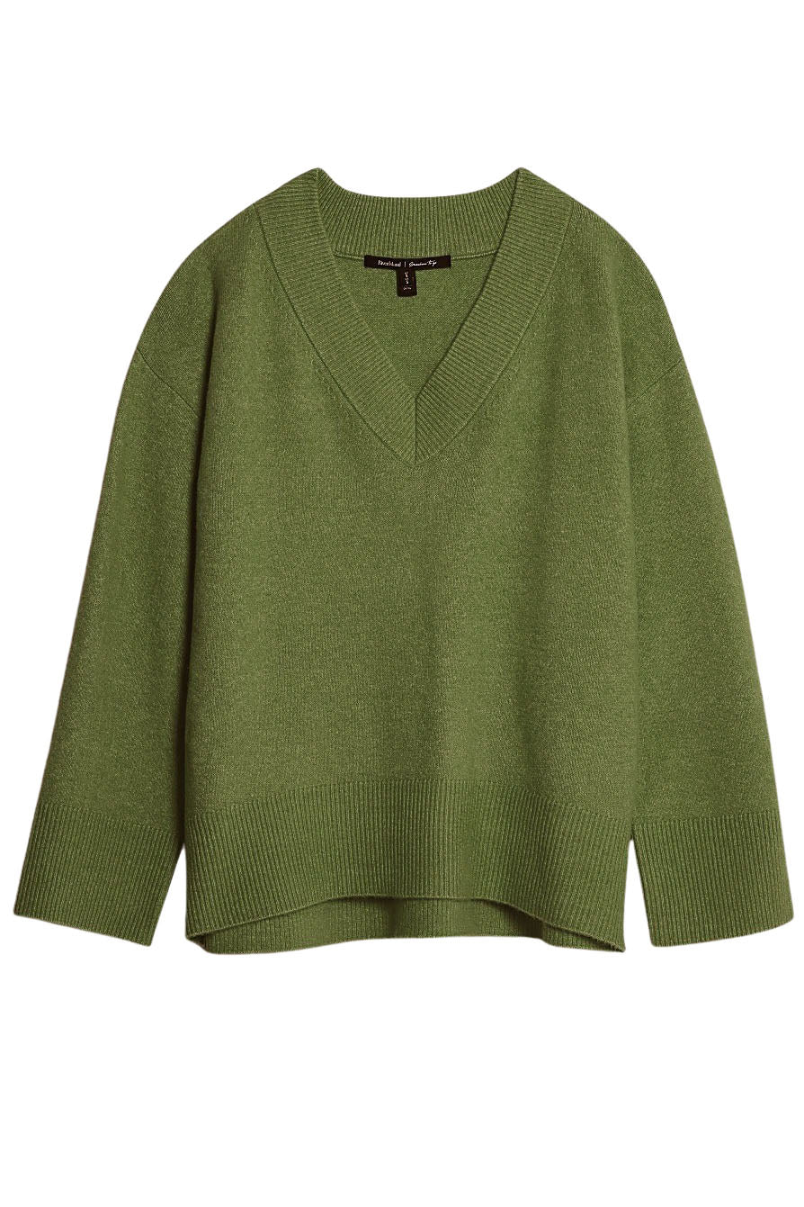 Ribbed V Neck Oversize Jumper