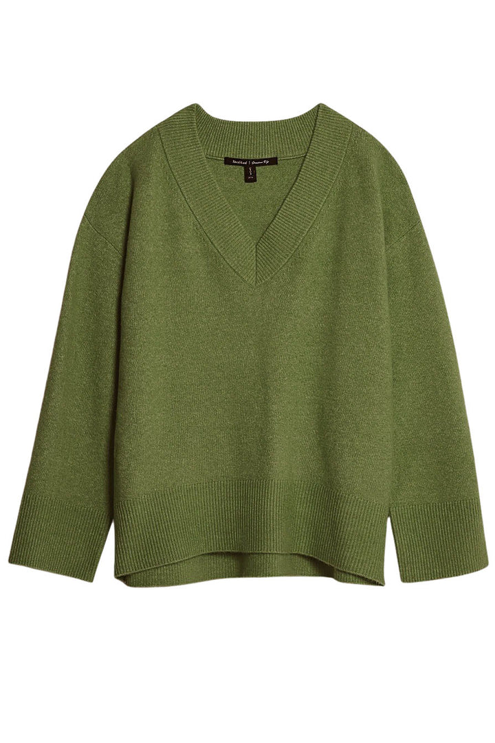 Ribbed V Neck Oversize Jumper