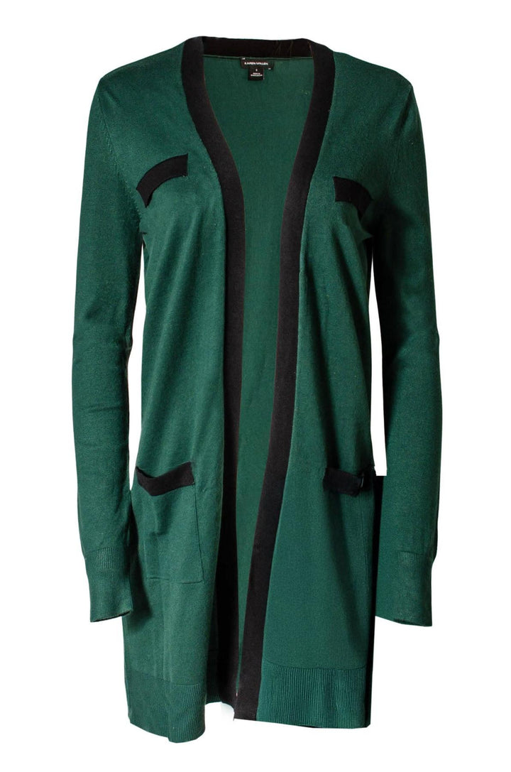 Contrast Trim Open Front Cardigan