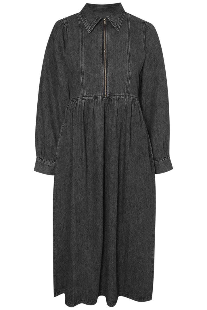 Zip Front High Waist Denim Dress