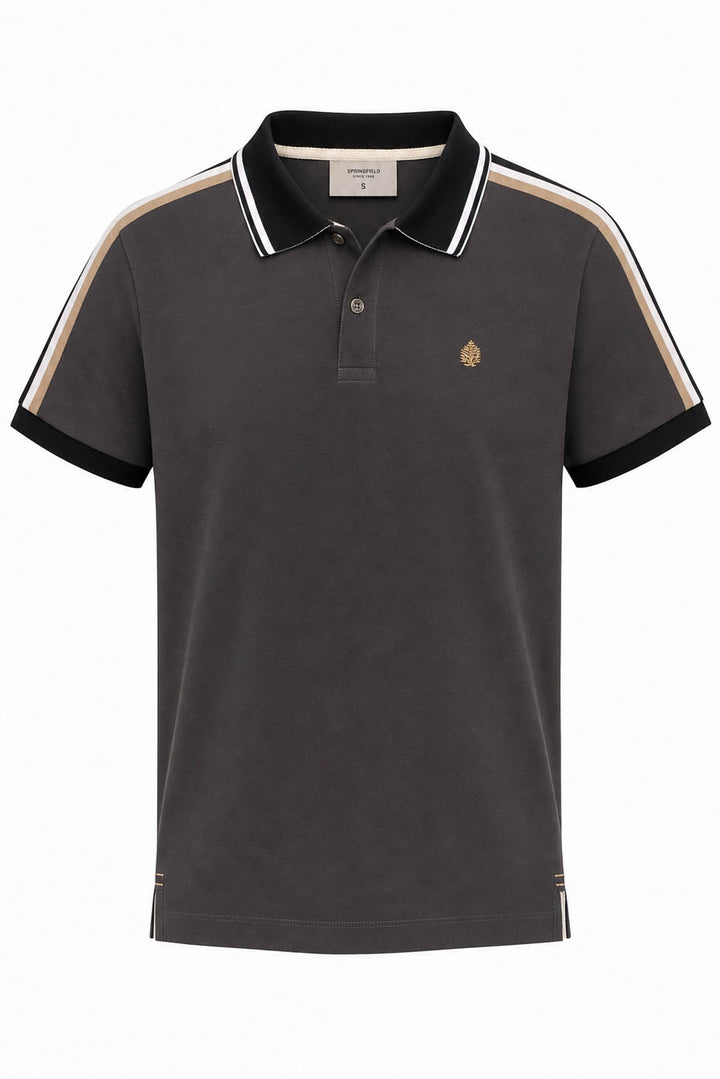 Stripe Detail Cotton Polo Shirt