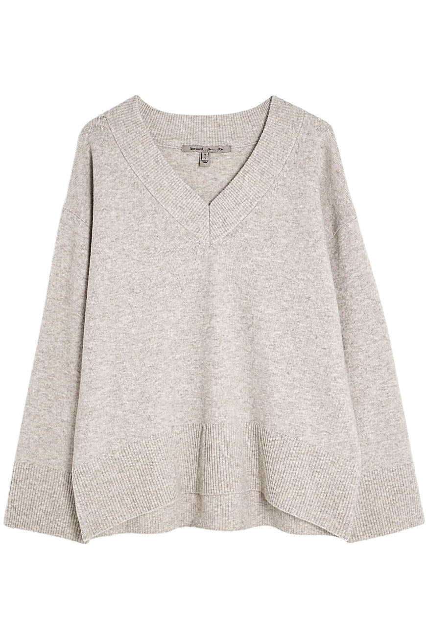Ribbed V Neck Oversize Jumper